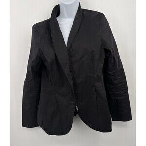 Eileen Fisher Ramie Silk Unique Dress Jacket Fitted Black‎ Dble Action Zip S EUC
